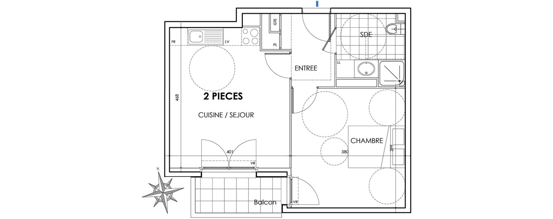 Appartement T2 de 42,75 m2 &agrave; Villiers-Sur-Marne Les perroquets