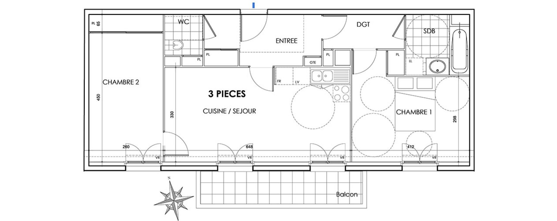 Appartement T3 de 63,60 m2 &agrave; Villiers-Sur-Marne Les perroquets