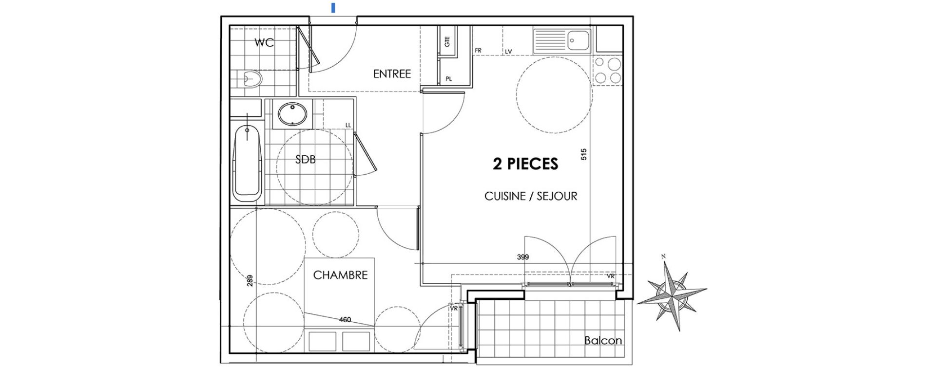Appartement T2 de 44,15 m2 &agrave; Villiers-Sur-Marne Les perroquets