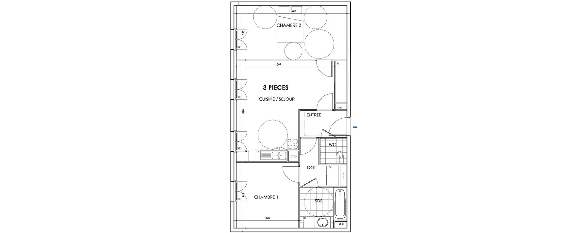 Appartement T3 de 61,40 m2 &agrave; Villiers-Sur-Marne Les perroquets