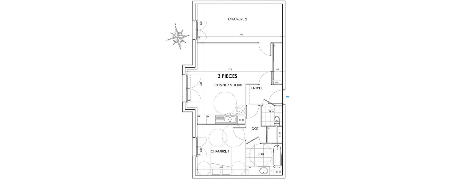 Appartement T3 de 65,15 m2 &agrave; Villiers-Sur-Marne Les perroquets
