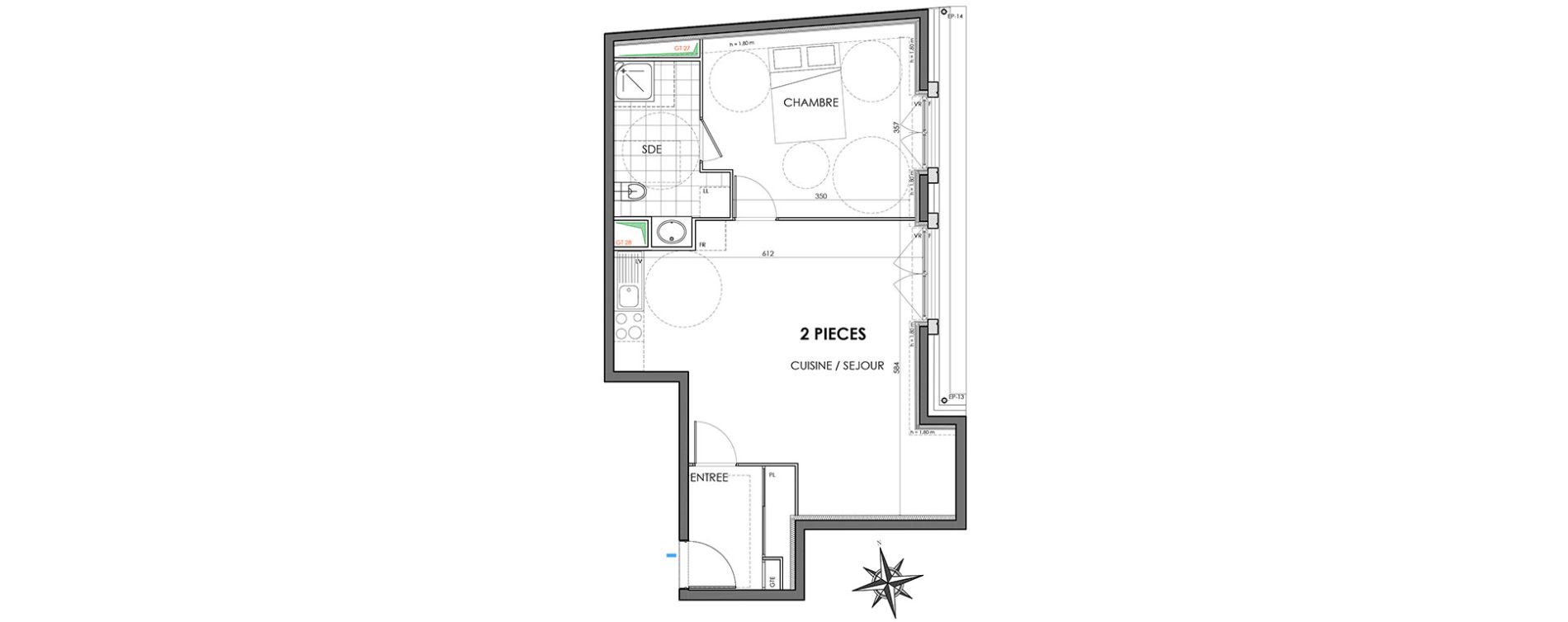 Appartement T2 de 53,70 m2 &agrave; Villiers-Sur-Marne Les perroquets