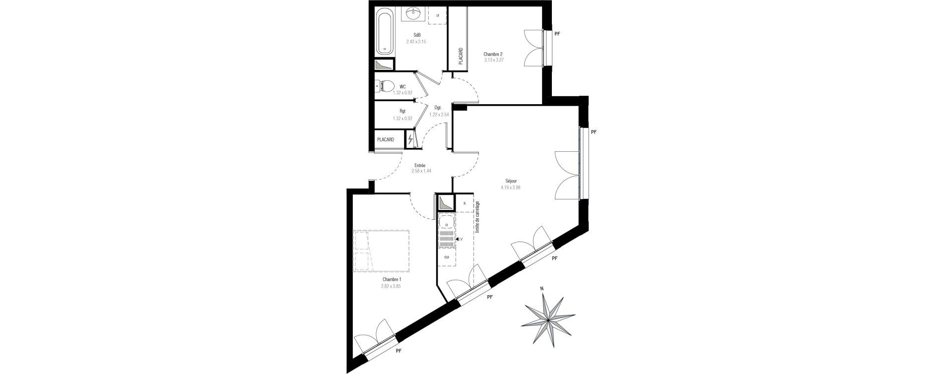 Appartement T3 de 61,34 m2 &agrave; Villiers-Sur-Marne Les perroquets