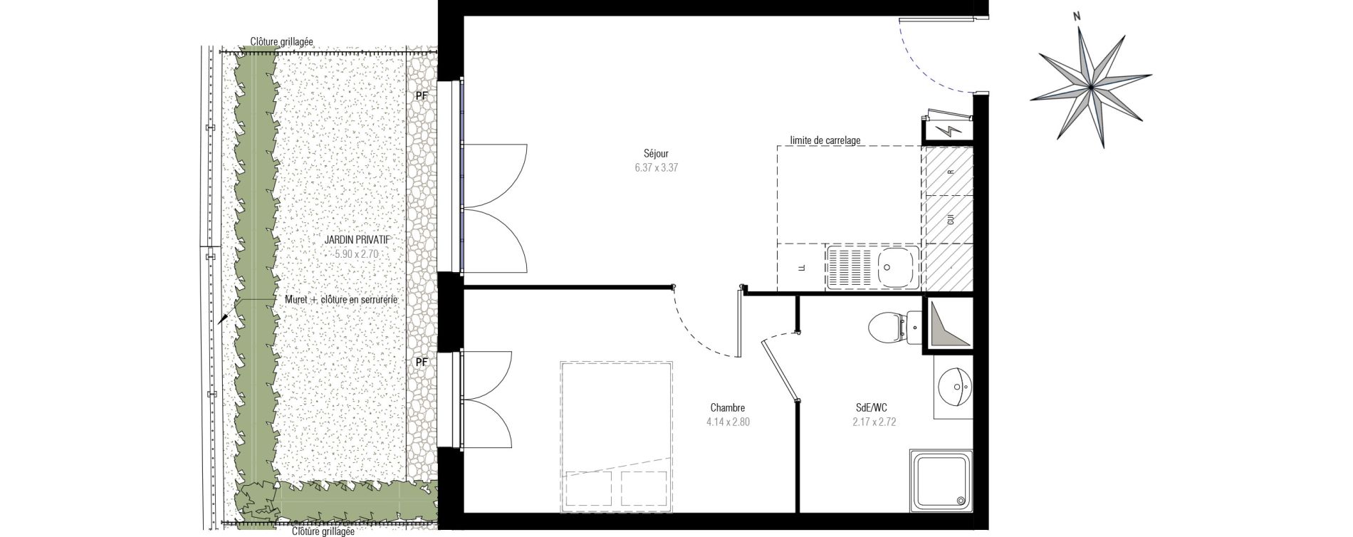 Appartement T2 de 38,46 m2 &agrave; Villiers-Sur-Marne Les perroquets