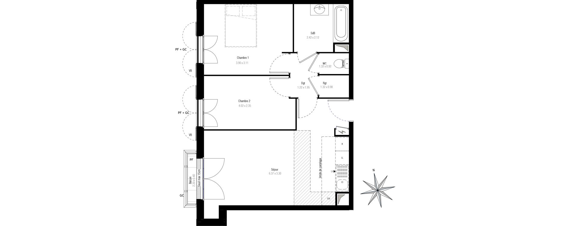 Appartement T3 de 54,90 m2 &agrave; Villiers-Sur-Marne Les perroquets