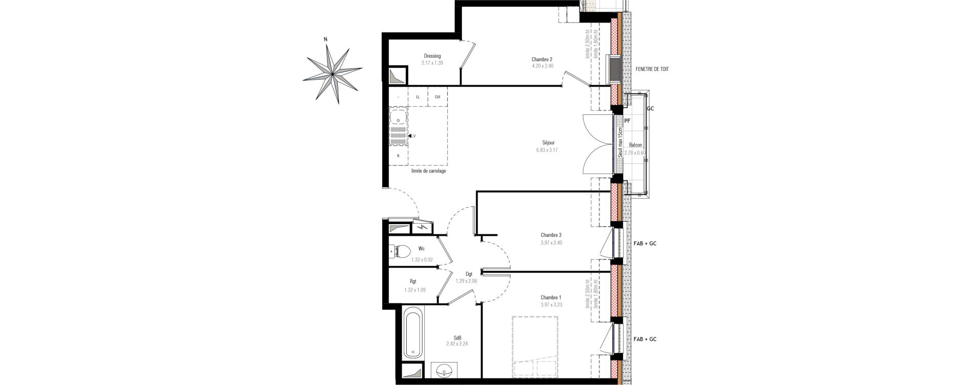 Appartement T4 de 68,22 m2 &agrave; Villiers-Sur-Marne Les perroquets