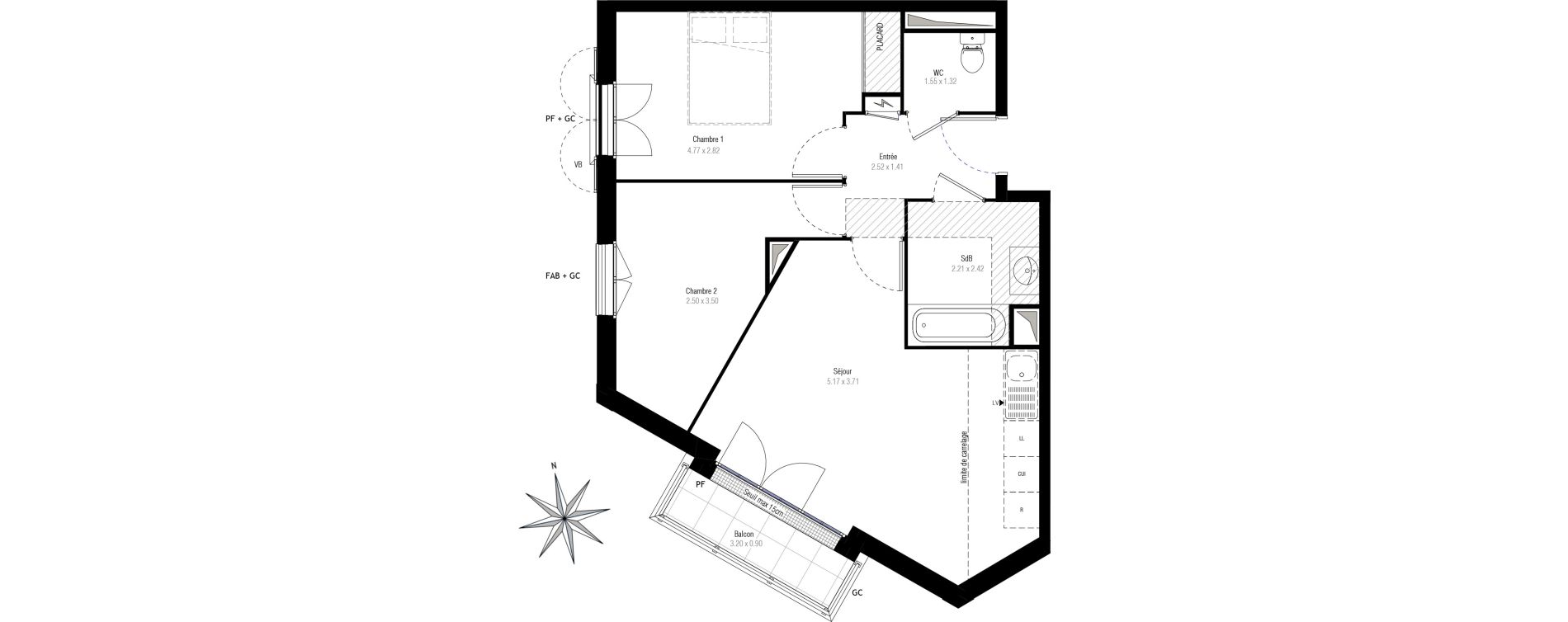 Appartement T3 de 54,15 m2 &agrave; Villiers-Sur-Marne Les perroquets