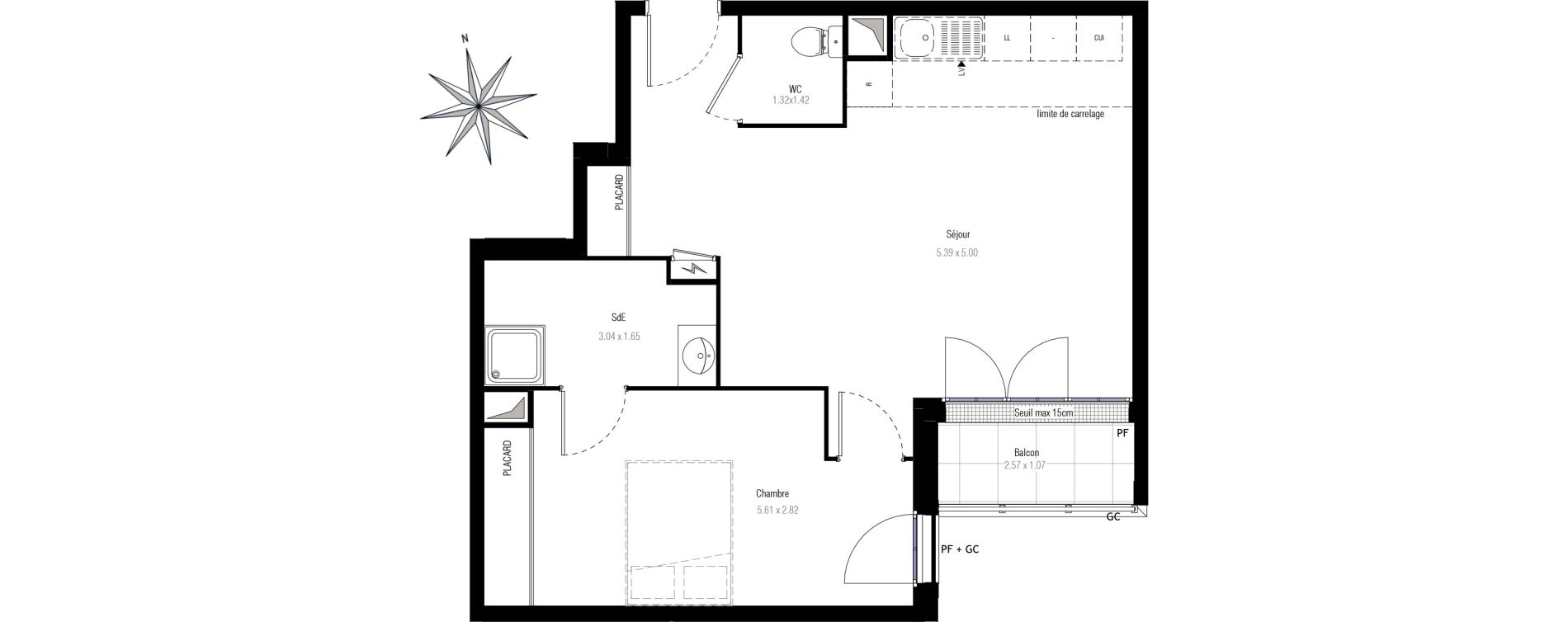 Appartement T2 de 50,61 m2 &agrave; Villiers-Sur-Marne Les perroquets