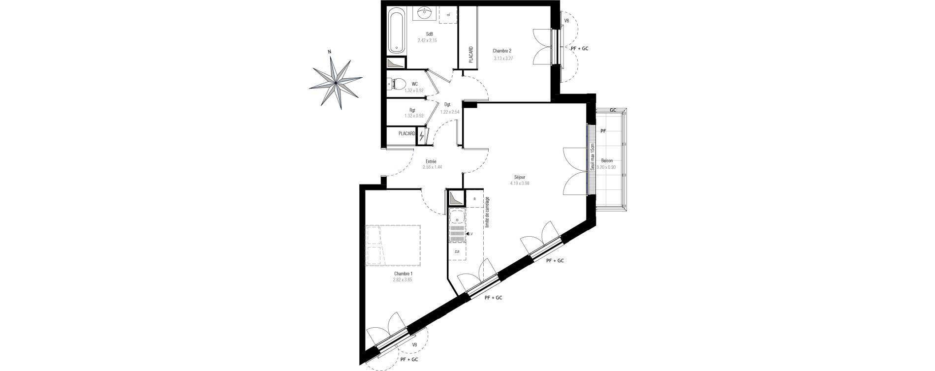Appartement T3 de 61,33 m2 &agrave; Villiers-Sur-Marne Les perroquets