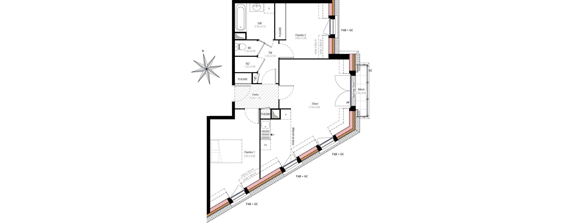 Appartement T3 de 60,56 m2 &agrave; Villiers-Sur-Marne Les perroquets