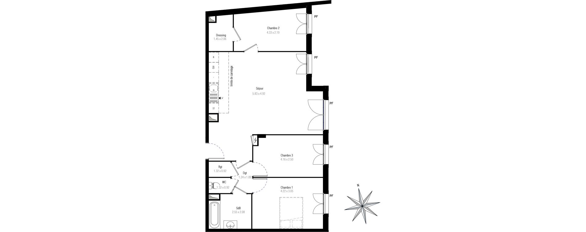 Appartement T4 de 81,19 m2 &agrave; Villiers-Sur-Marne Les perroquets