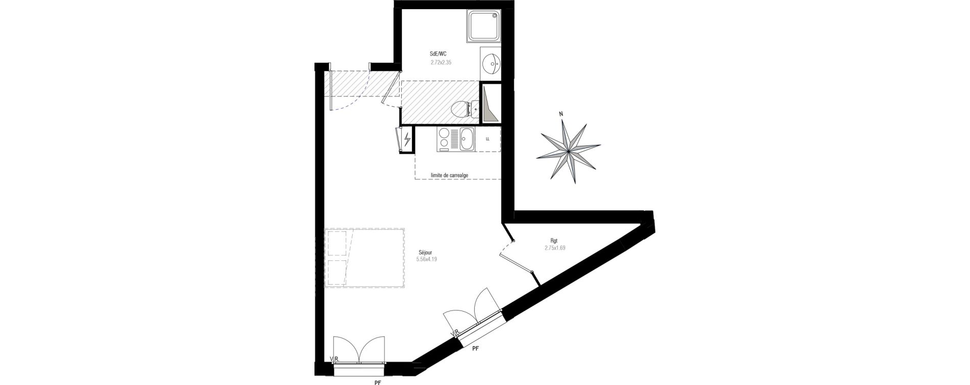 Appartement T1 de 33,23 m2 &agrave; Villiers-Sur-Marne Les perroquets