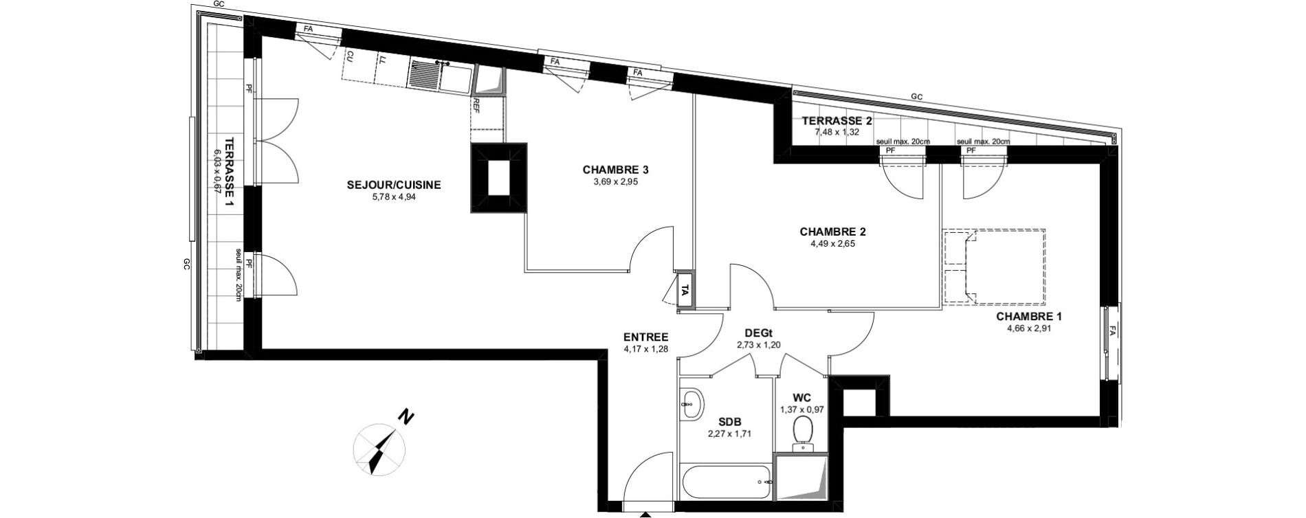 Appartement T4 de 81,77 m2 &agrave; Villiers-Sur-Marne Les stades