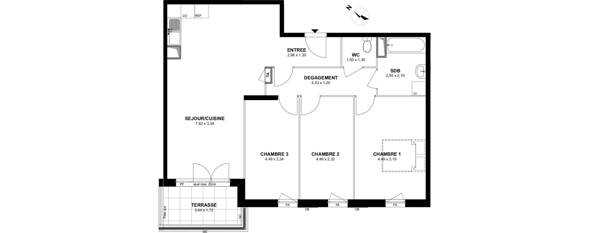 Appartement T4 de 81,08 m2 &agrave; Villiers-Sur-Marne Les stades