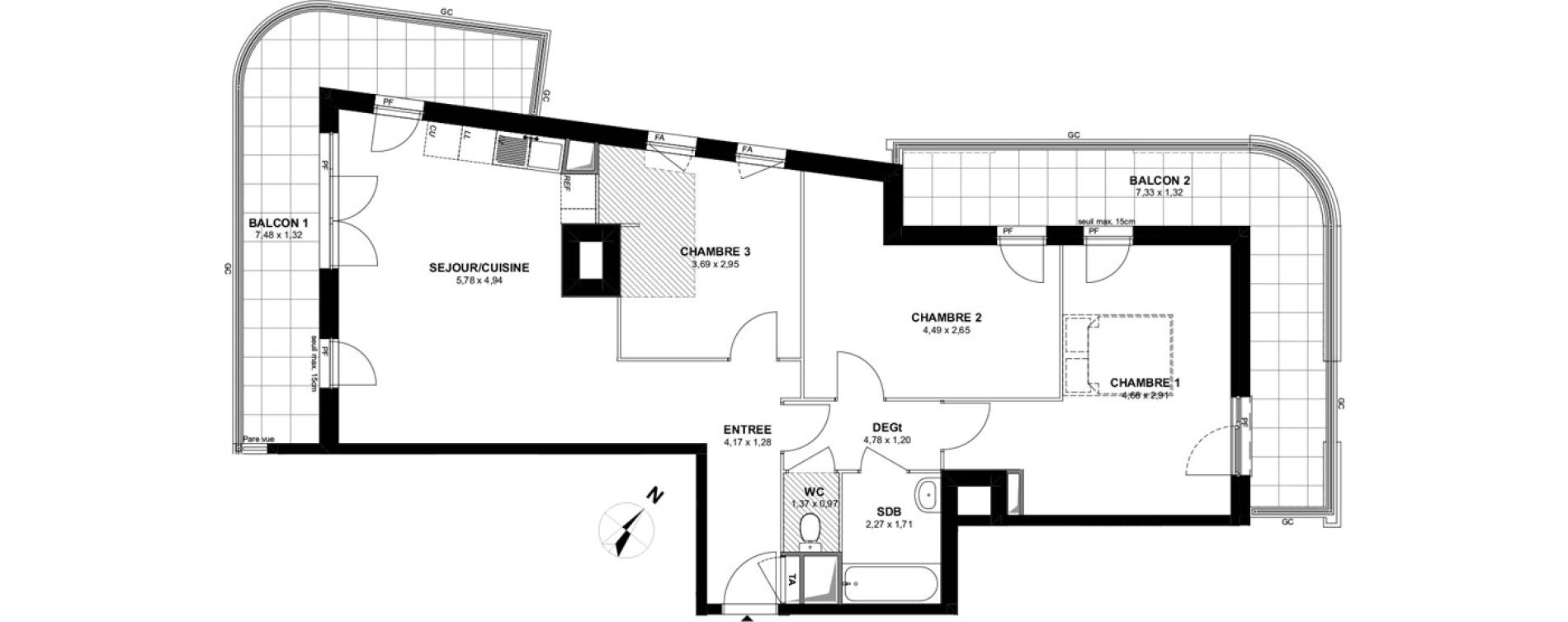 Appartement T4 de 81,93 m2 &agrave; Villiers-Sur-Marne Les stades