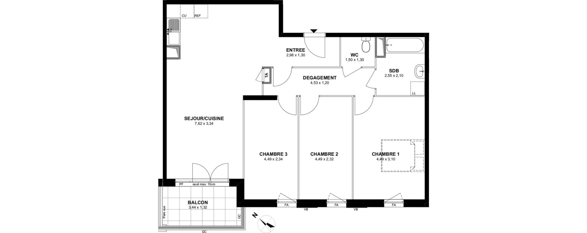 Appartement T4 de 81,15 m2 &agrave; Villiers-Sur-Marne Les stades