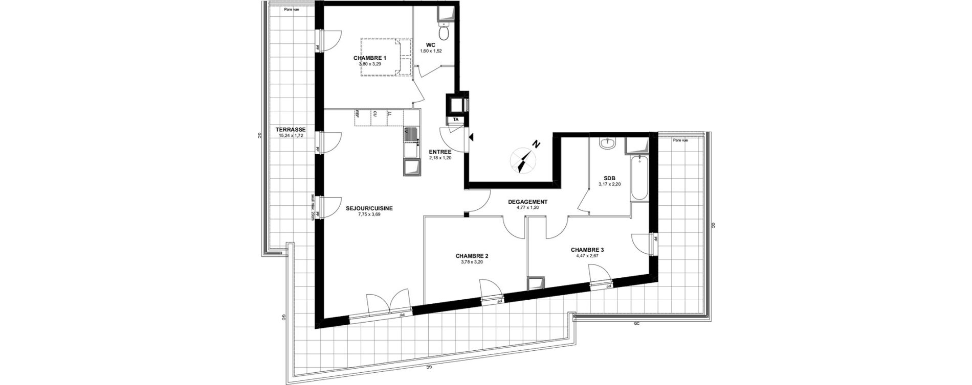 Appartement T4 de 84,22 m2 &agrave; Villiers-Sur-Marne Les stades