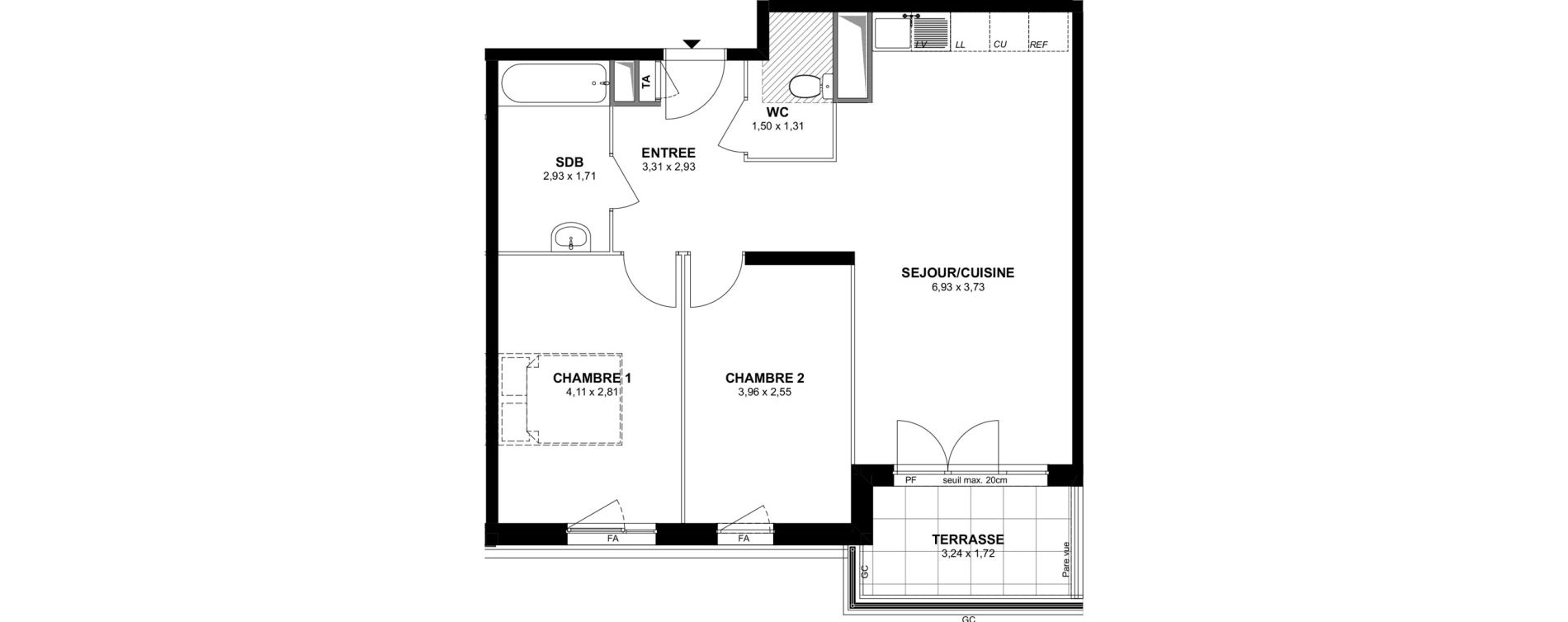 Appartement T3 de 60,22 m2 &agrave; Villiers-Sur-Marne Les stades