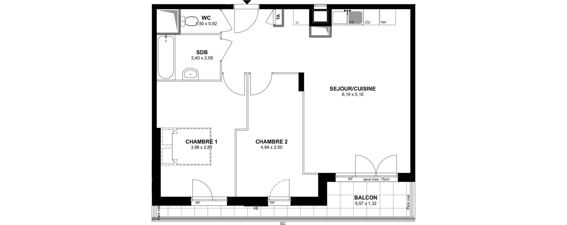Appartement T3 de 61,30 m2 &agrave; Villiers-Sur-Marne Les stades