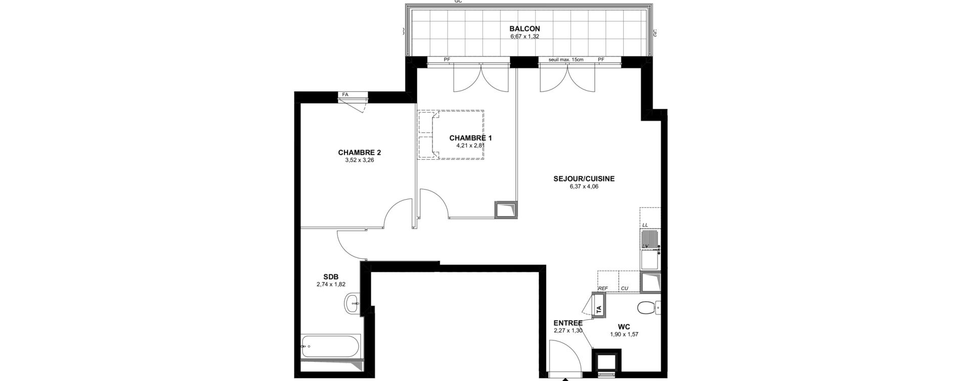 Appartement T3 de 65,24 m2 &agrave; Villiers-Sur-Marne Les stades