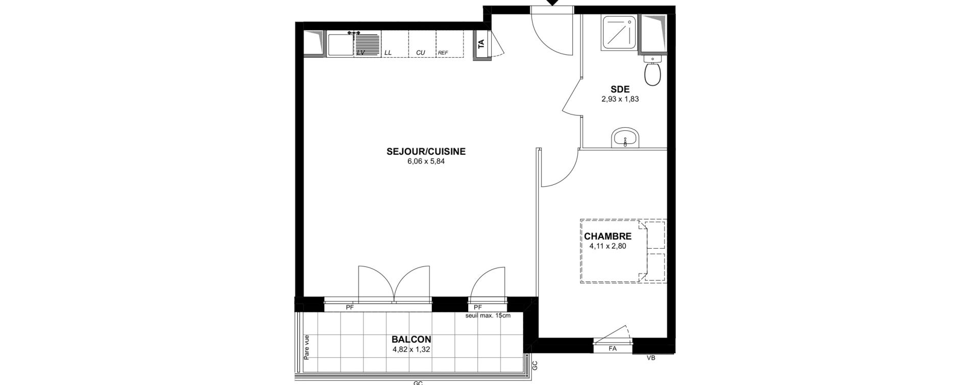 Appartement T2 de 48,77 m2 &agrave; Villiers-Sur-Marne Les stades