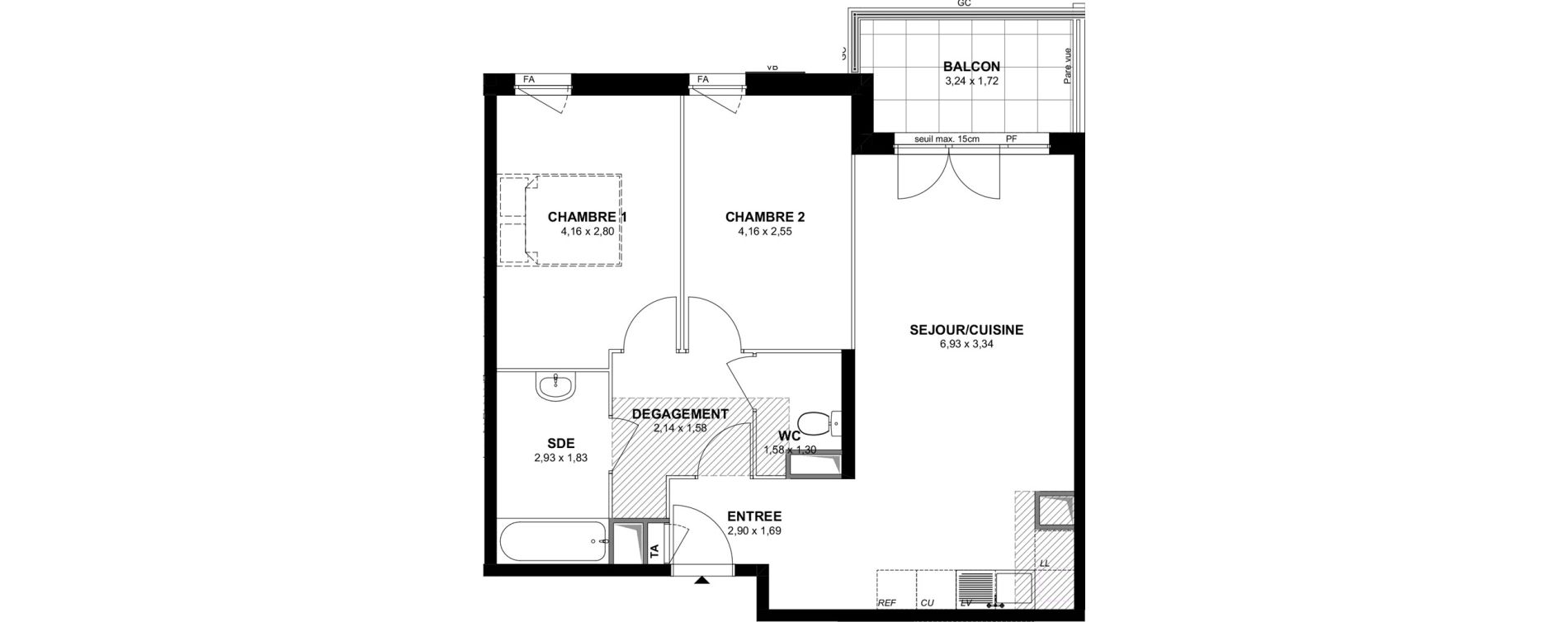 Appartement T3 de 60,21 m2 &agrave; Villiers-Sur-Marne Les stades