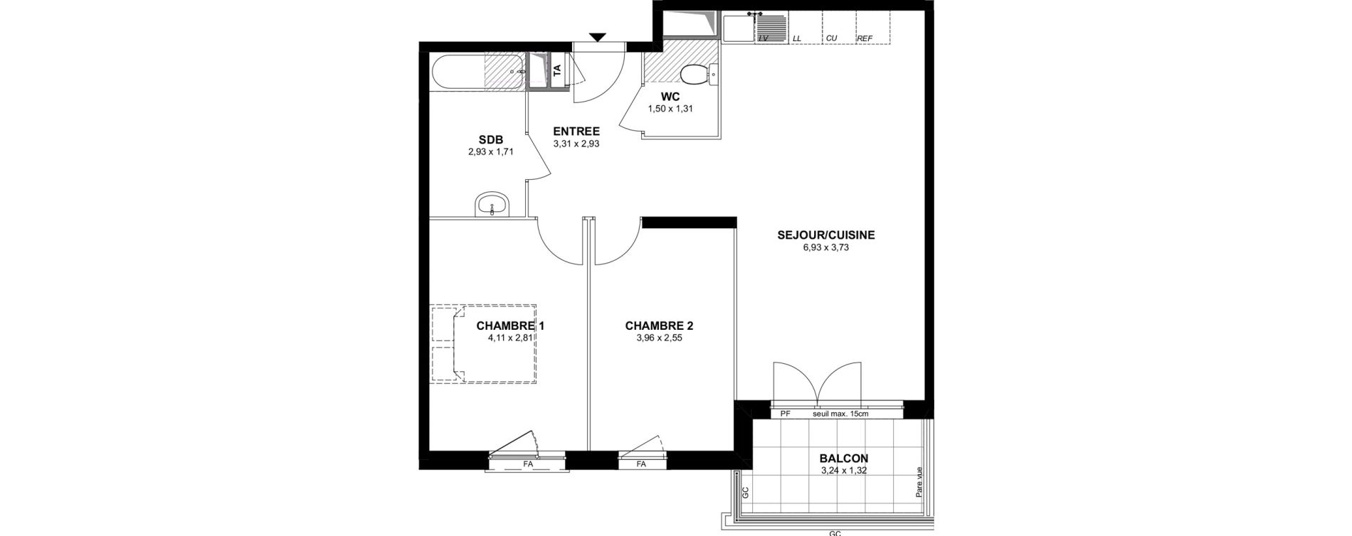 Appartement T3 de 60,48 m2 &agrave; Villiers-Sur-Marne Les stades