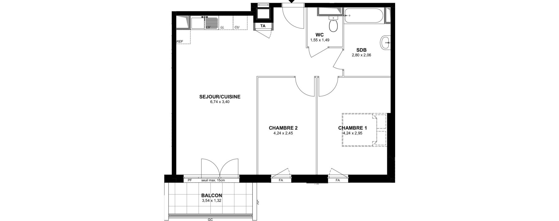 Appartement T3 de 59,85 m2 &agrave; Villiers-Sur-Marne Les stades
