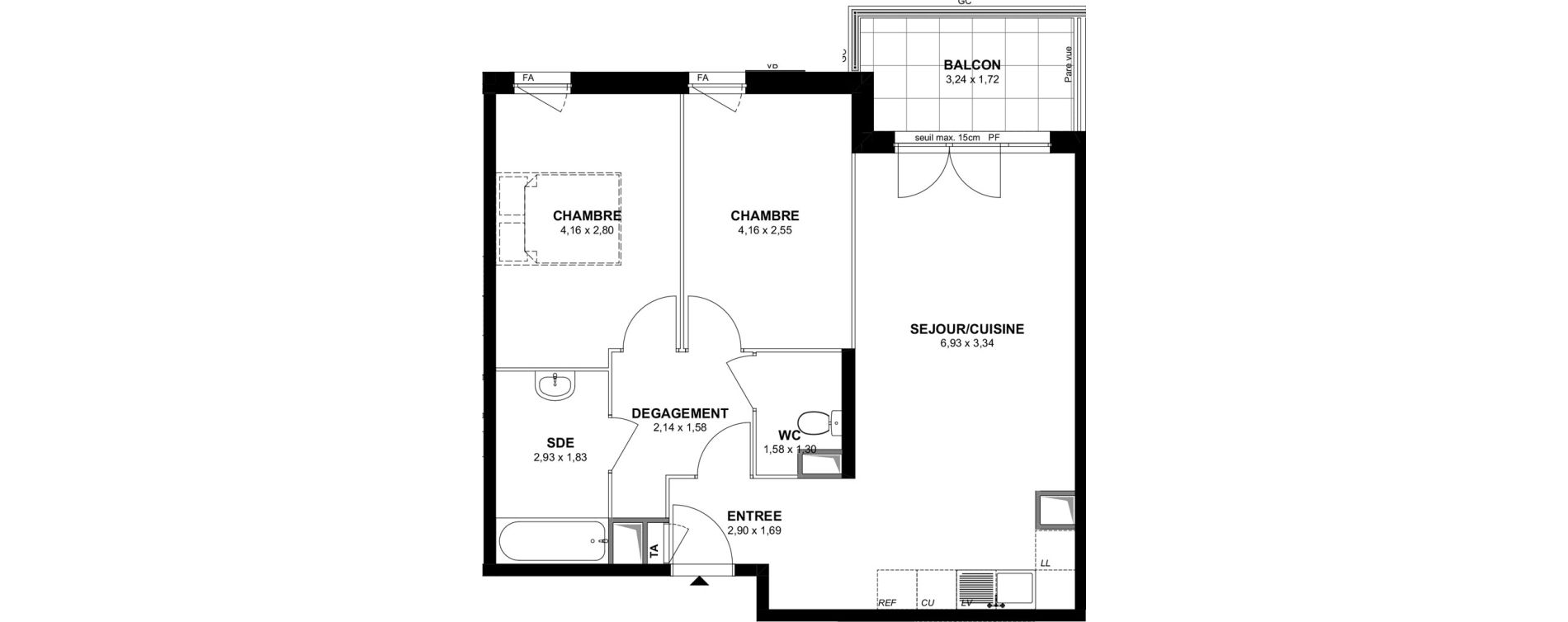 Appartement T3 de 60,28 m2 &agrave; Villiers-Sur-Marne Les stades