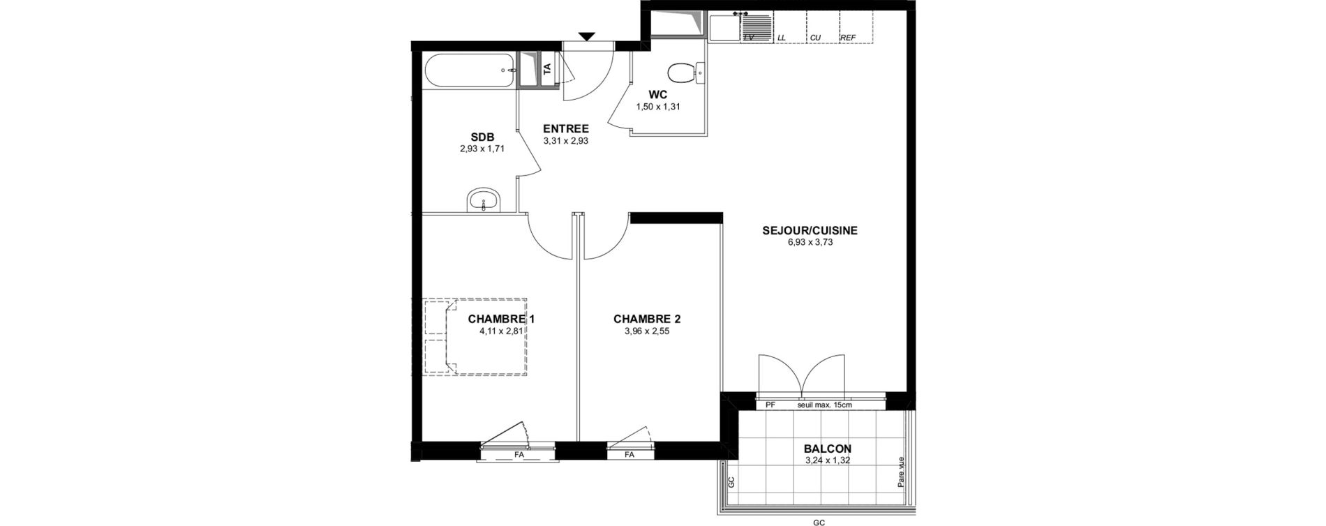 Appartement T3 de 60,48 m2 &agrave; Villiers-Sur-Marne Les stades