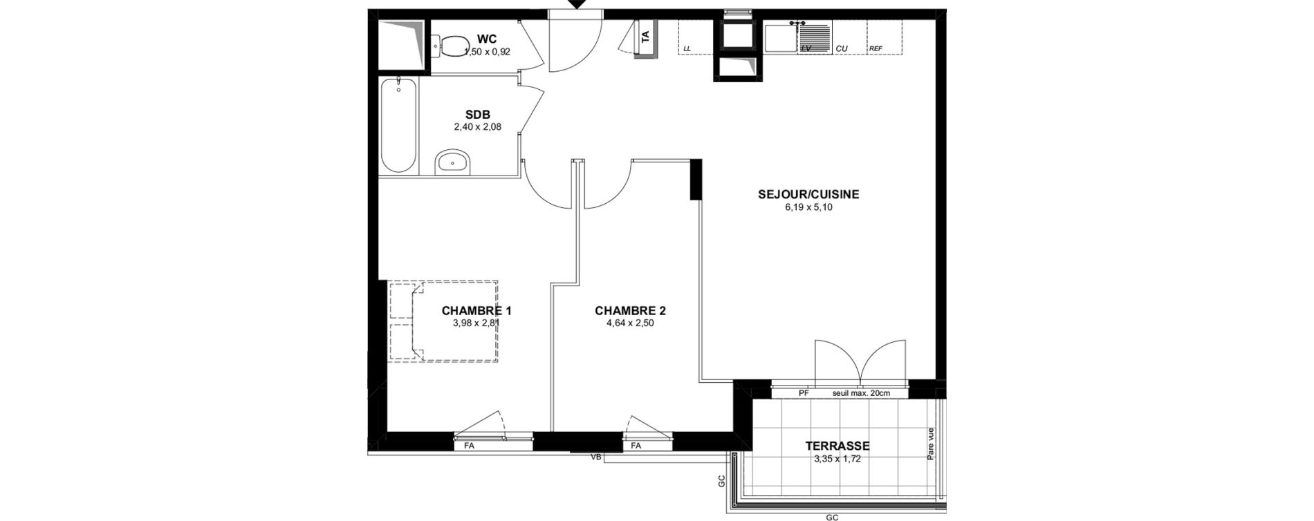 Appartement T3 de 61,29 m2 &agrave; Villiers-Sur-Marne Les stades