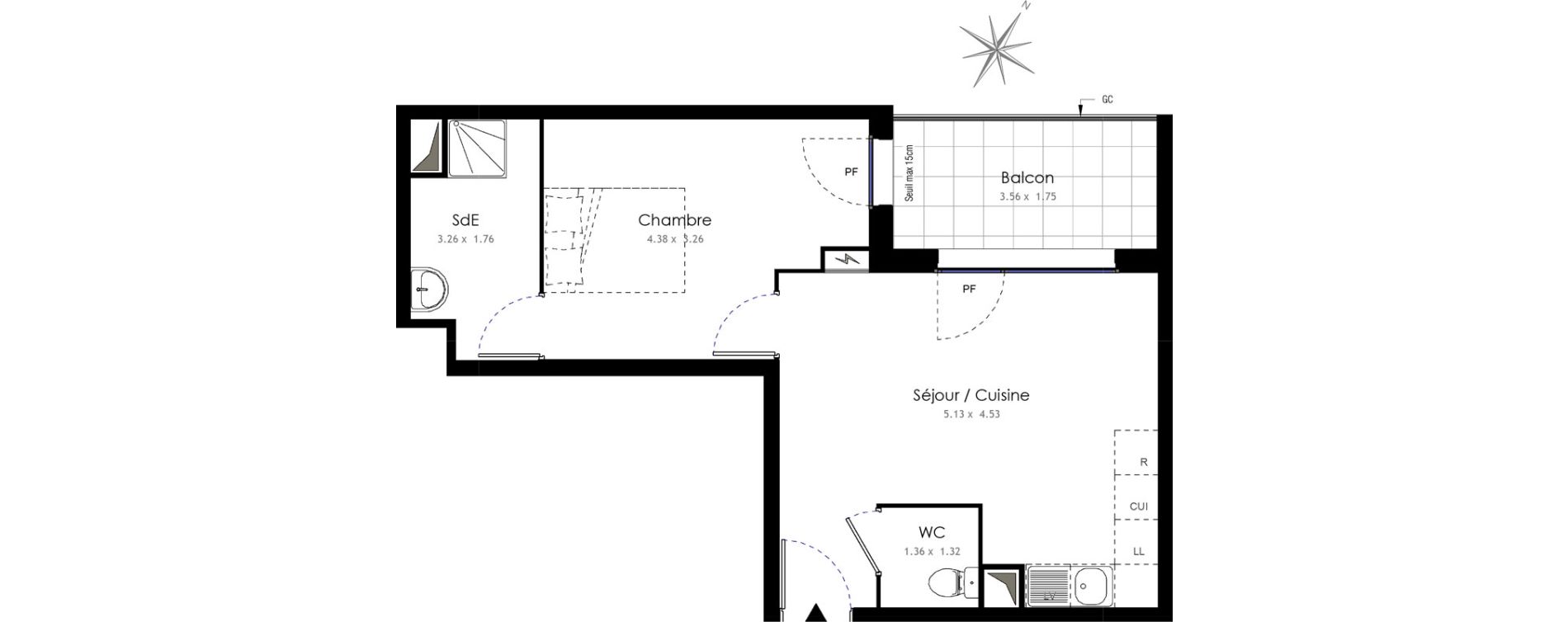 Appartement T2 de 40,16 m2 &agrave; Villiers-Sur-Marne Les portes de villiers