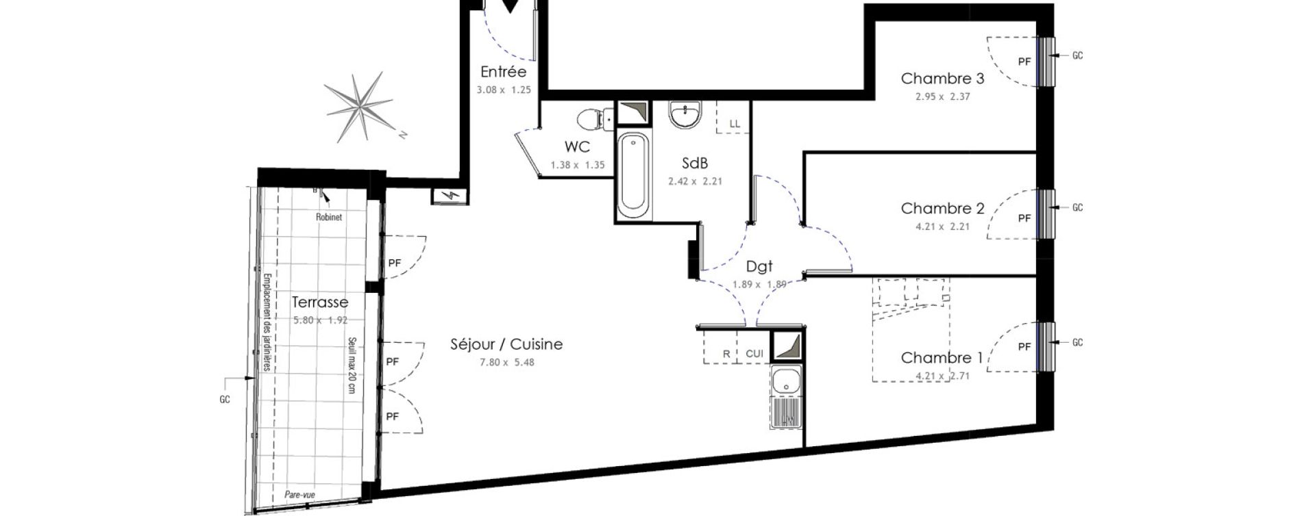 Appartement T4 de 78,92 m2 &agrave; Villiers-Sur-Marne Les portes de villiers