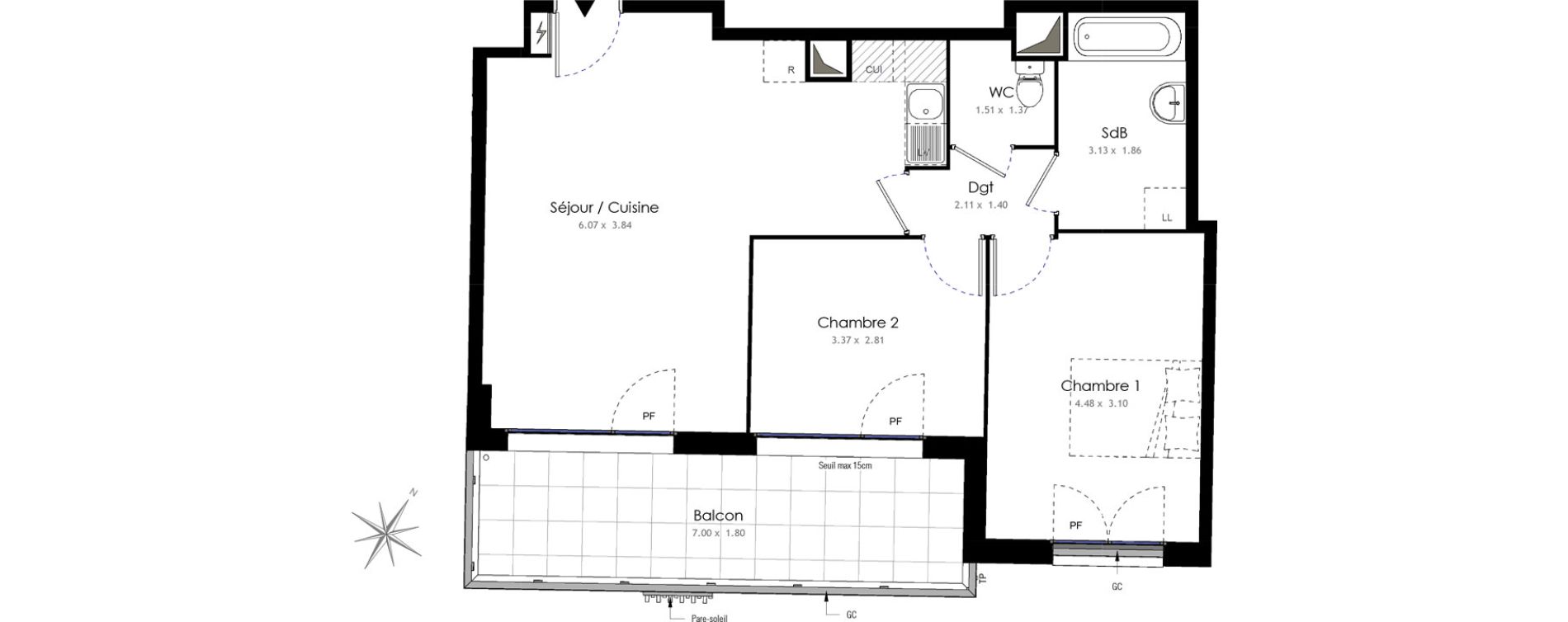 Appartement T3 de 62,81 m2 &agrave; Villiers-Sur-Marne Les portes de villiers