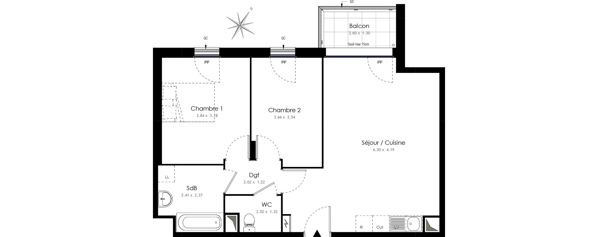Appartement T3 de 60,07 m2 &agrave; Villiers-Sur-Marne Les portes de villiers
