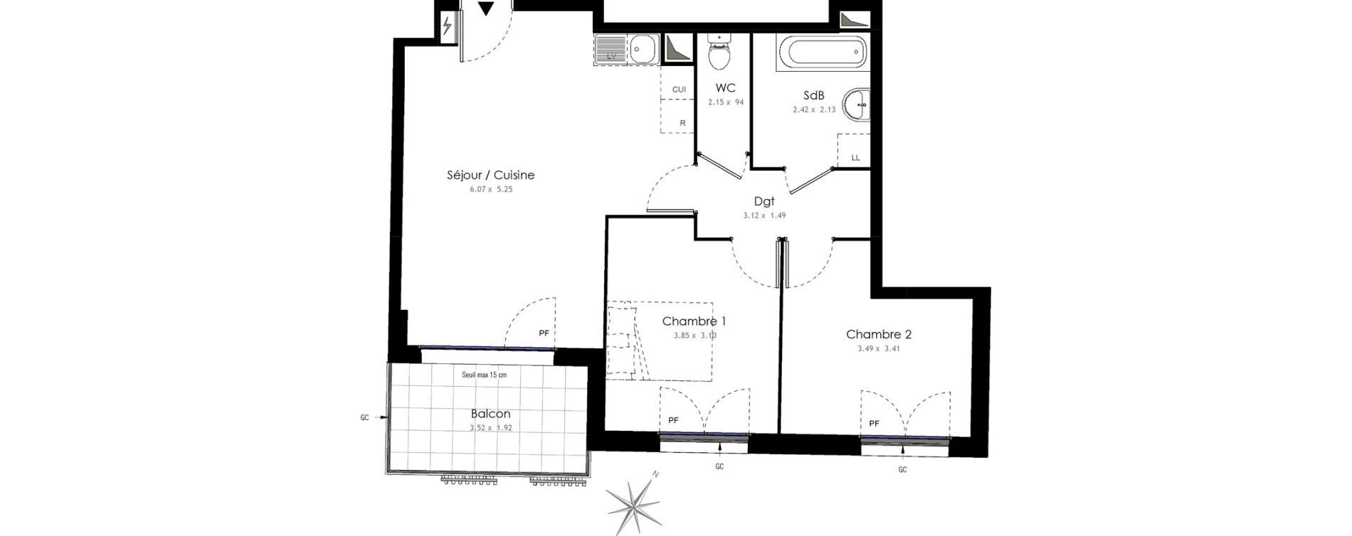 Appartement T3 de 58,60 m2 &agrave; Villiers-Sur-Marne Les portes de villiers