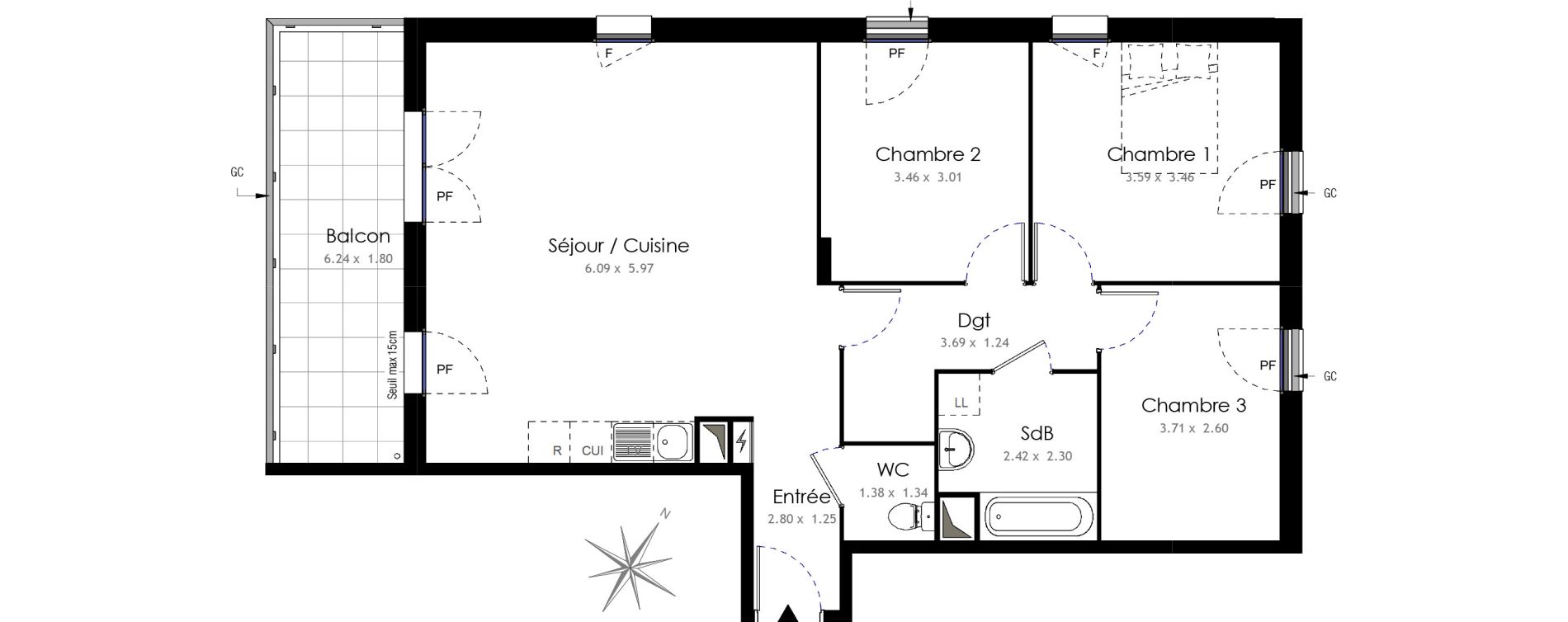 Appartement T4 de 82,43 m2 &agrave; Villiers-Sur-Marne Les portes de villiers