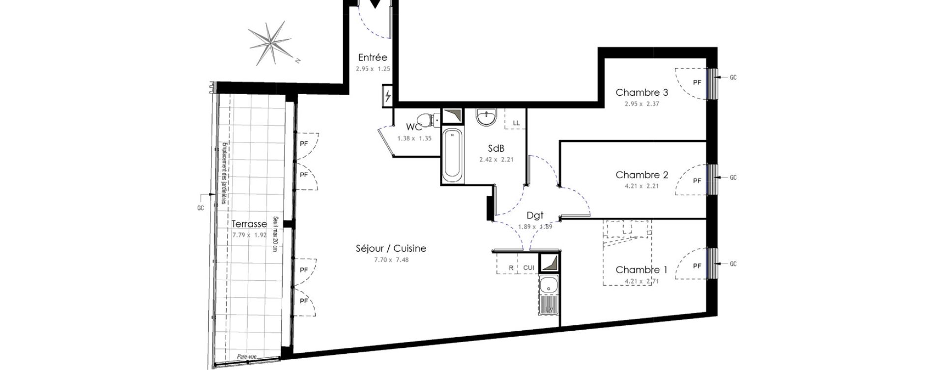 Appartement T4 de 83,53 m2 &agrave; Villiers-Sur-Marne Les portes de villiers