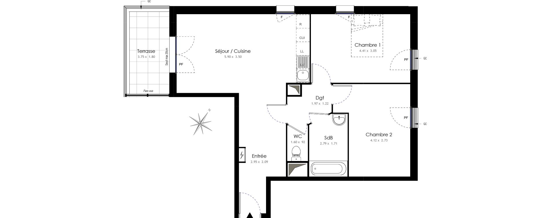 Appartement T3 de 64,16 m2 &agrave; Villiers-Sur-Marne Les portes de villiers