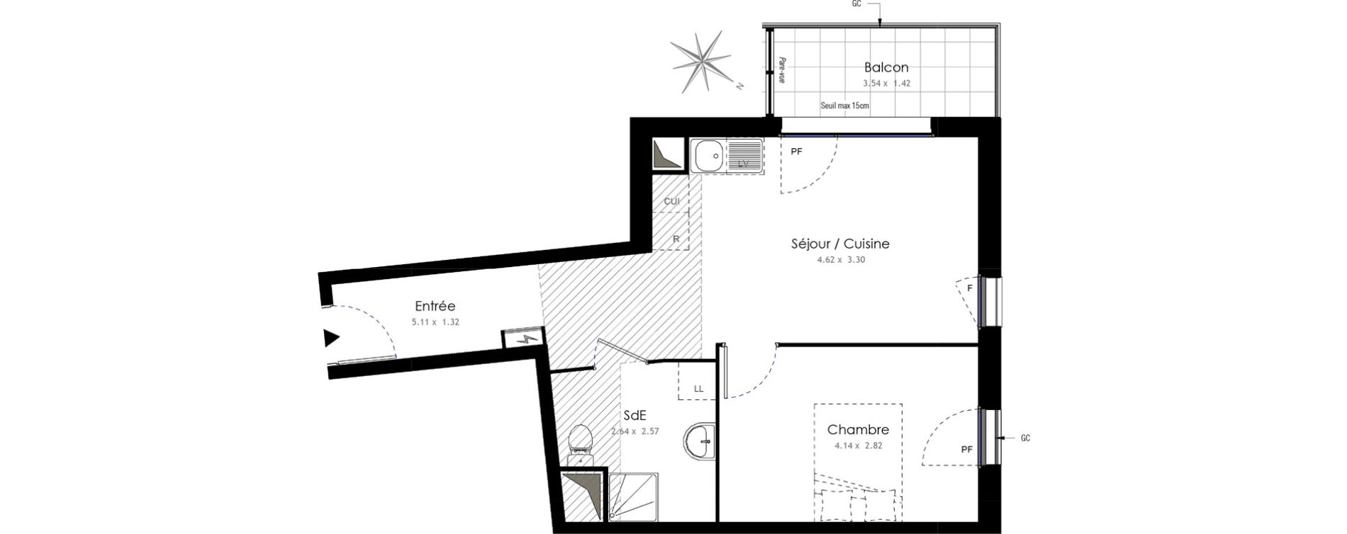 Appartement T2 de 41,71 m2 &agrave; Villiers-Sur-Marne Les portes de villiers