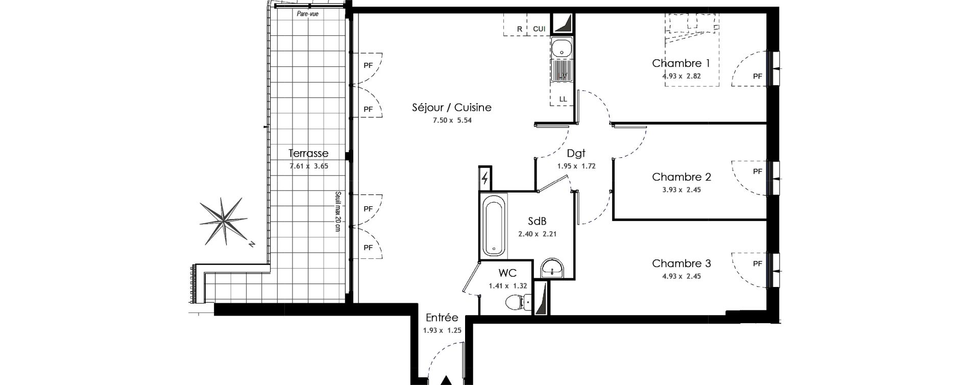 Appartement T4 de 81,16 m2 &agrave; Villiers-Sur-Marne Les portes de villiers