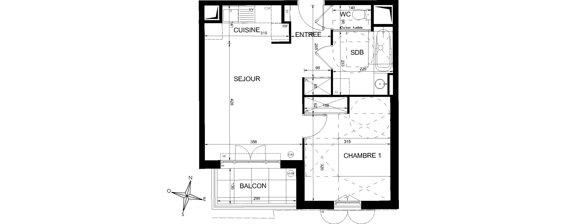 Appartement T2 de 41,53 m2 &agrave; Villiers-Sur-Marne Les perroquets