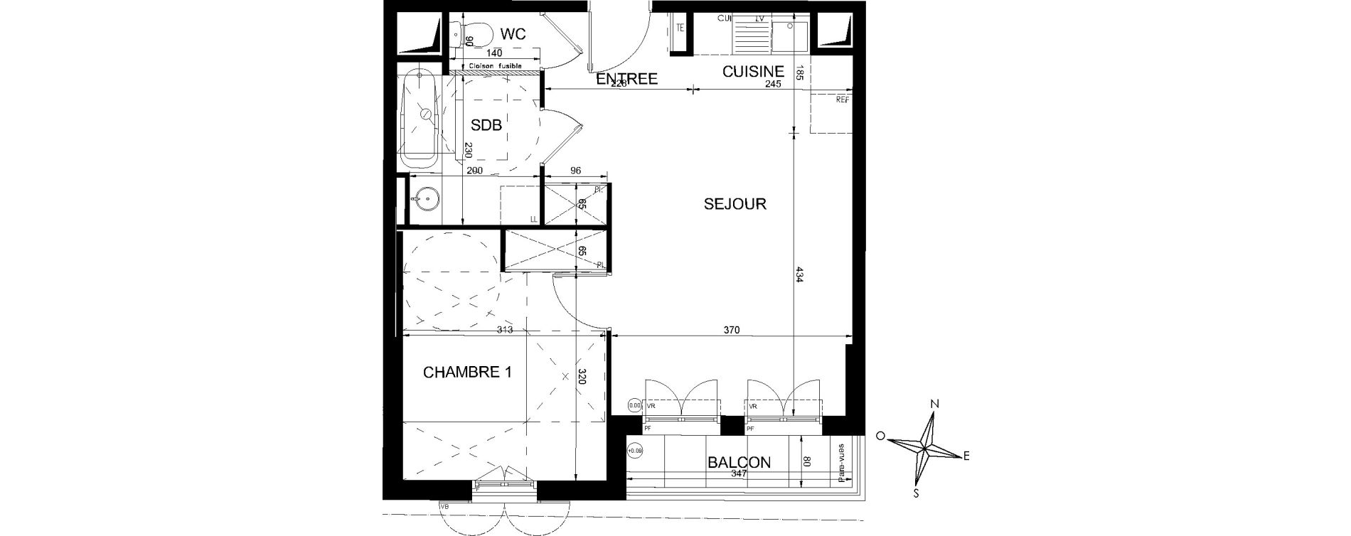 Appartement T2 de 43,89 m2 &agrave; Villiers-Sur-Marne Les perroquets