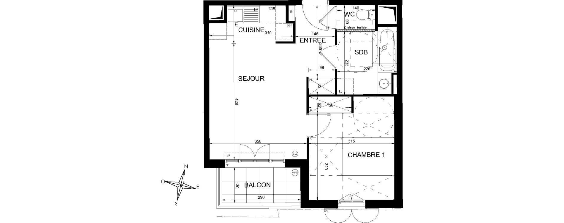 Appartement T2 de 41,53 m2 &agrave; Villiers-Sur-Marne Les perroquets