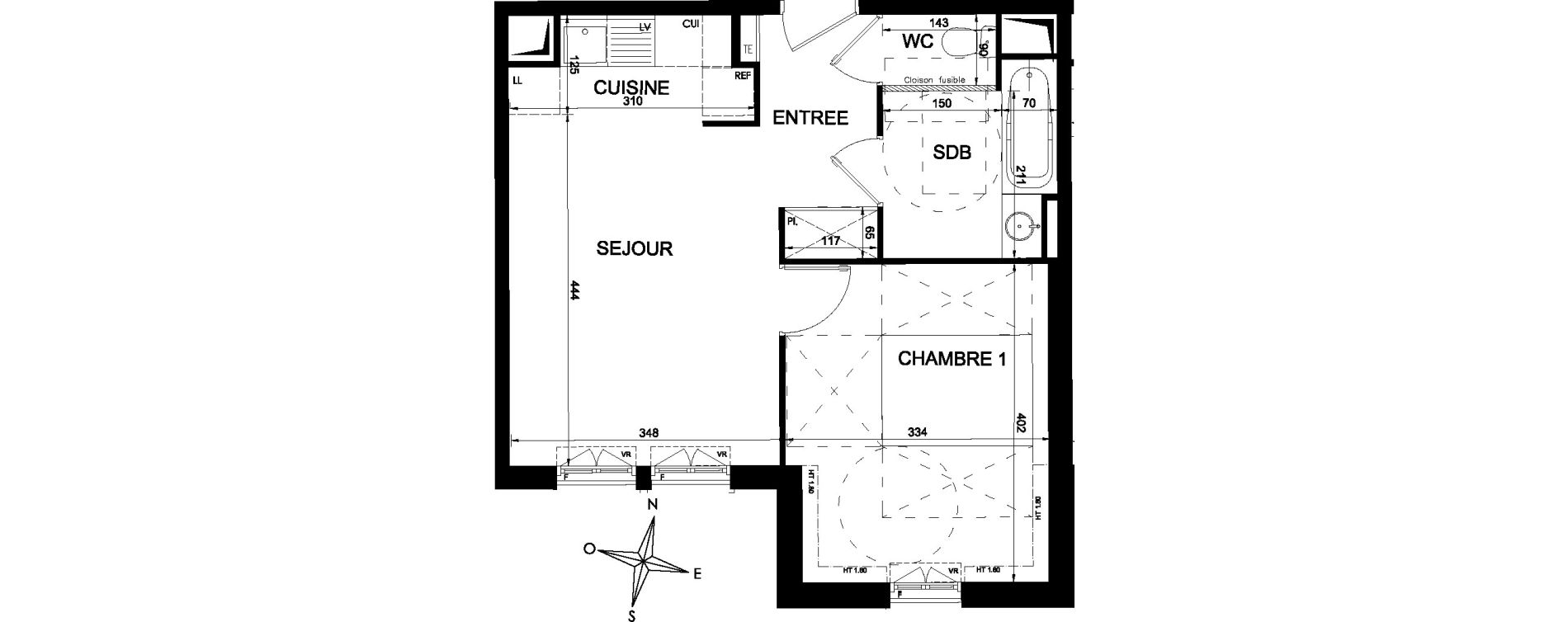 Appartement T2 de 40,72 m2 &agrave; Villiers-Sur-Marne Les perroquets
