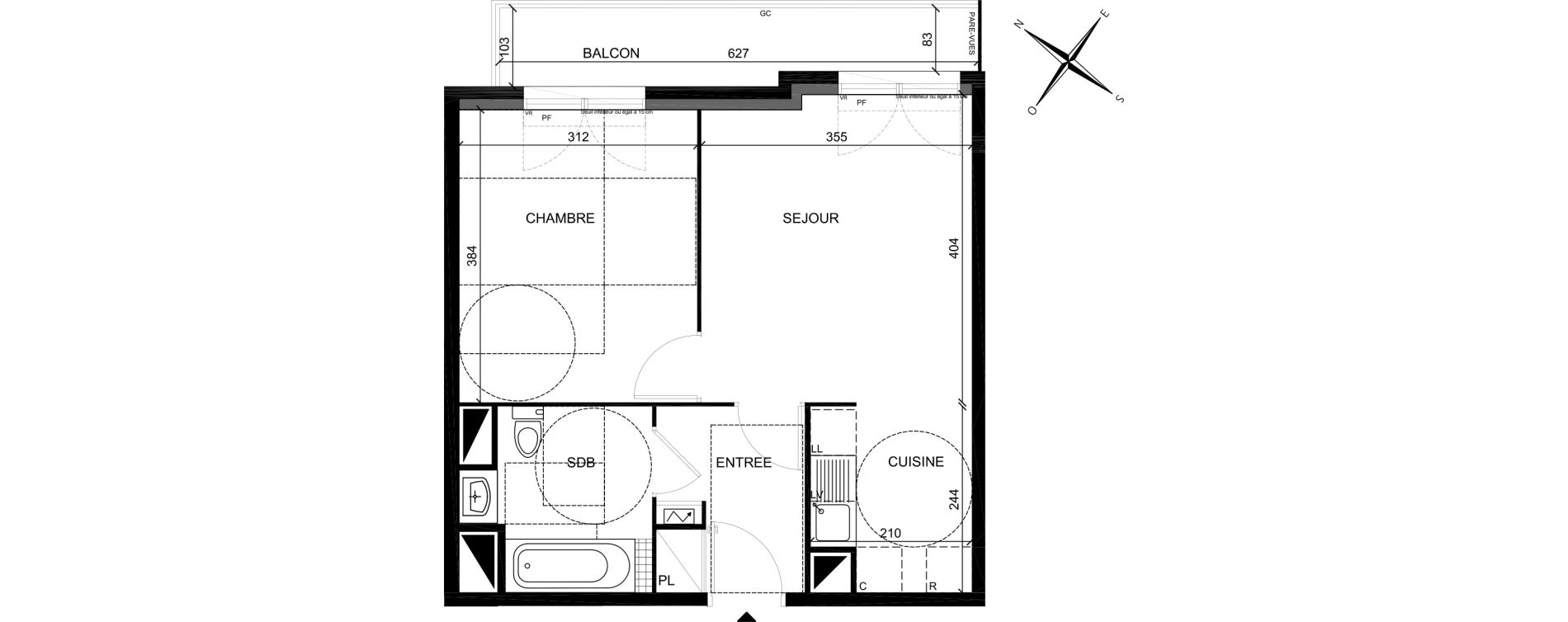 Appartement T2 de 40,87 m2 &agrave; Villiers-Sur-Marne Les perroquets
