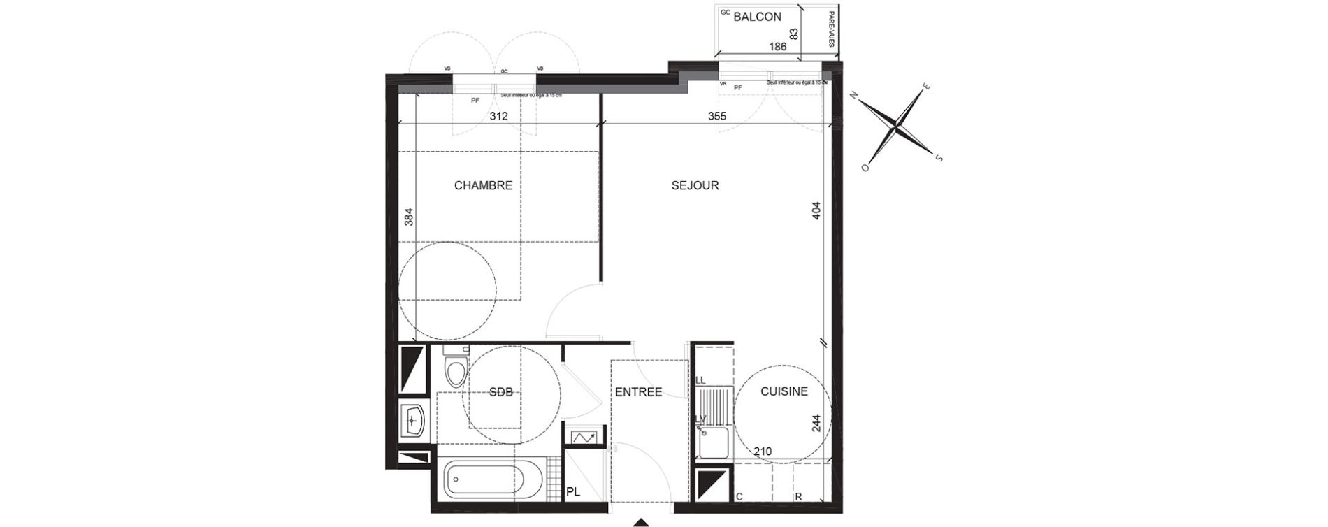 Appartement T2 de 40,87 m2 &agrave; Villiers-Sur-Marne Les perroquets
