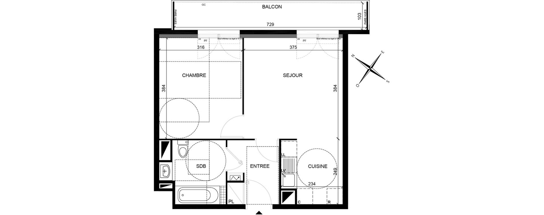Appartement T2 de 42,30 m2 &agrave; Villiers-Sur-Marne Les perroquets