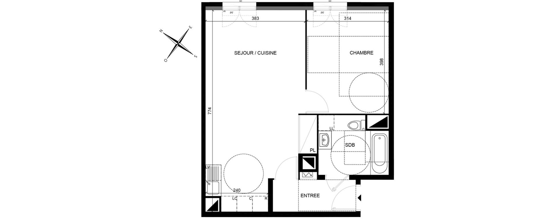 Appartement T2 de 50,11 m2 &agrave; Villiers-Sur-Marne Les perroquets
