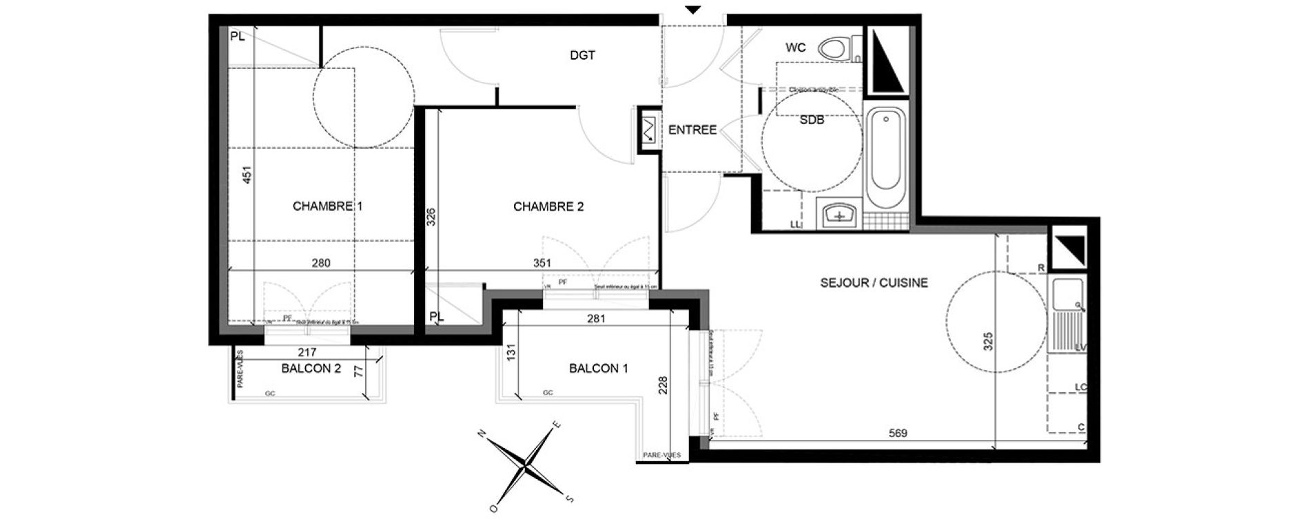 Appartement T3 de 56,05 m2 &agrave; Villiers-Sur-Marne Les perroquets